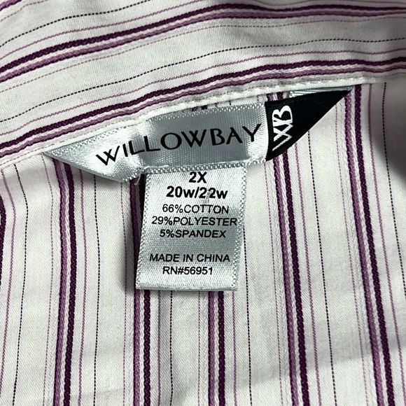 WILLOW BAY PURPLE WHITE BUTTON FRONT SHIRT SIZE 2X - Picture 7 of 7